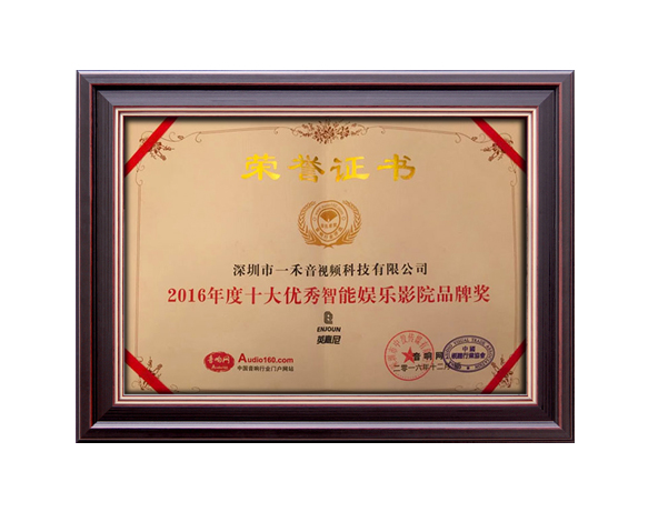 2016年度十大優(yōu)秀智能娛樂影音品牌獎(jiǎng)